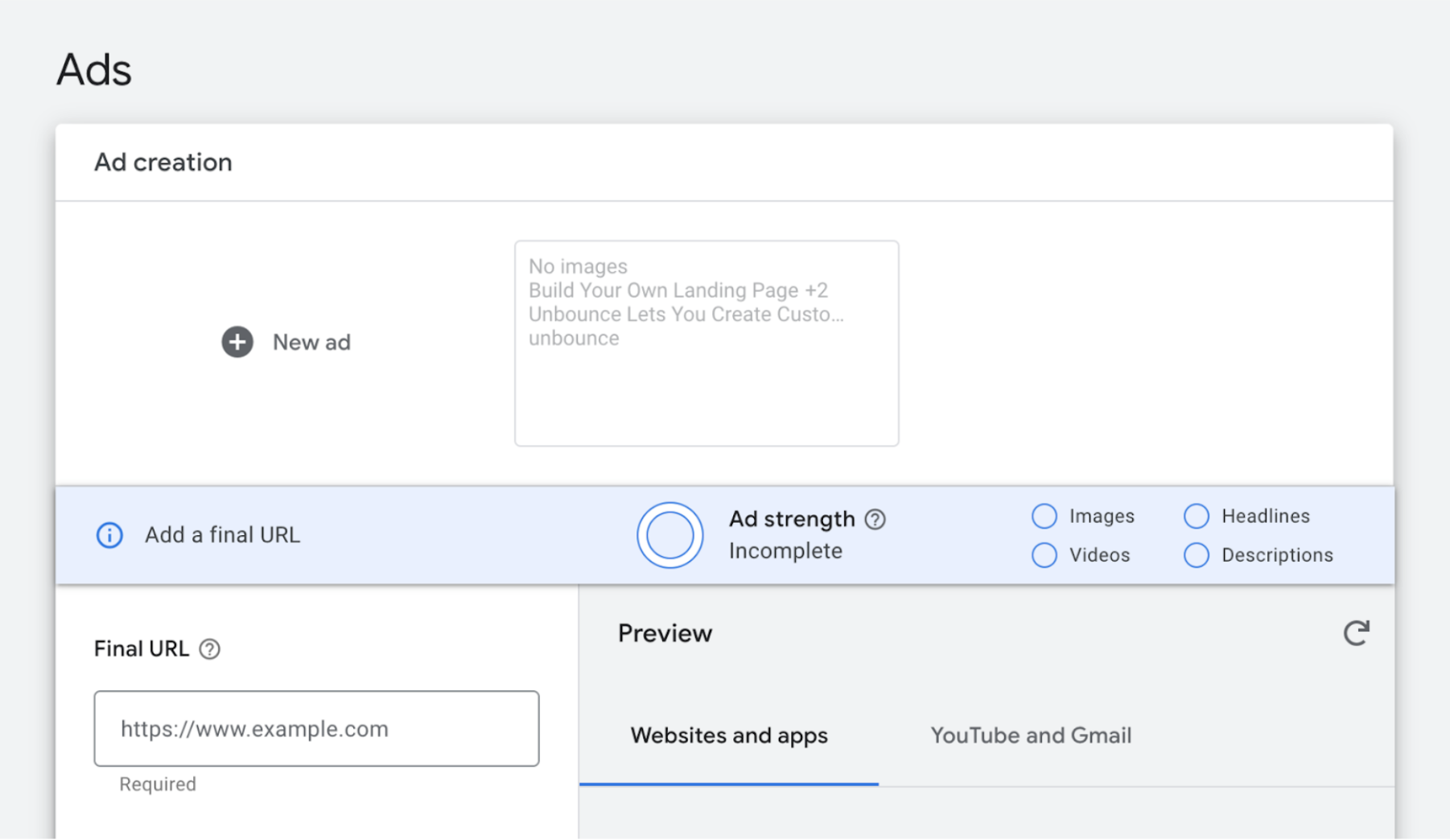 Screenshot image of Google Ads account